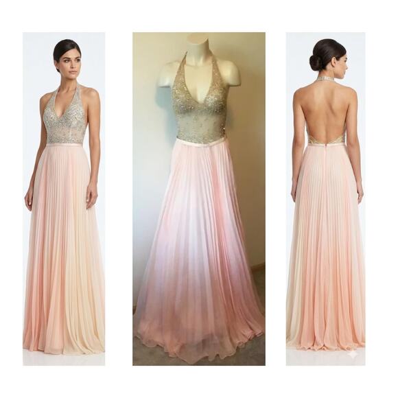 Jovani Dresses & Skirts - Jovani halter Gown W/ Beaded BodicePleated Skirt